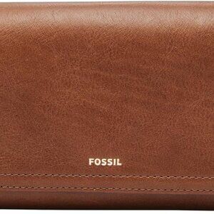 Women's Leather Wallet RFID Blocking Flap Clutch Organizer Brown Slim